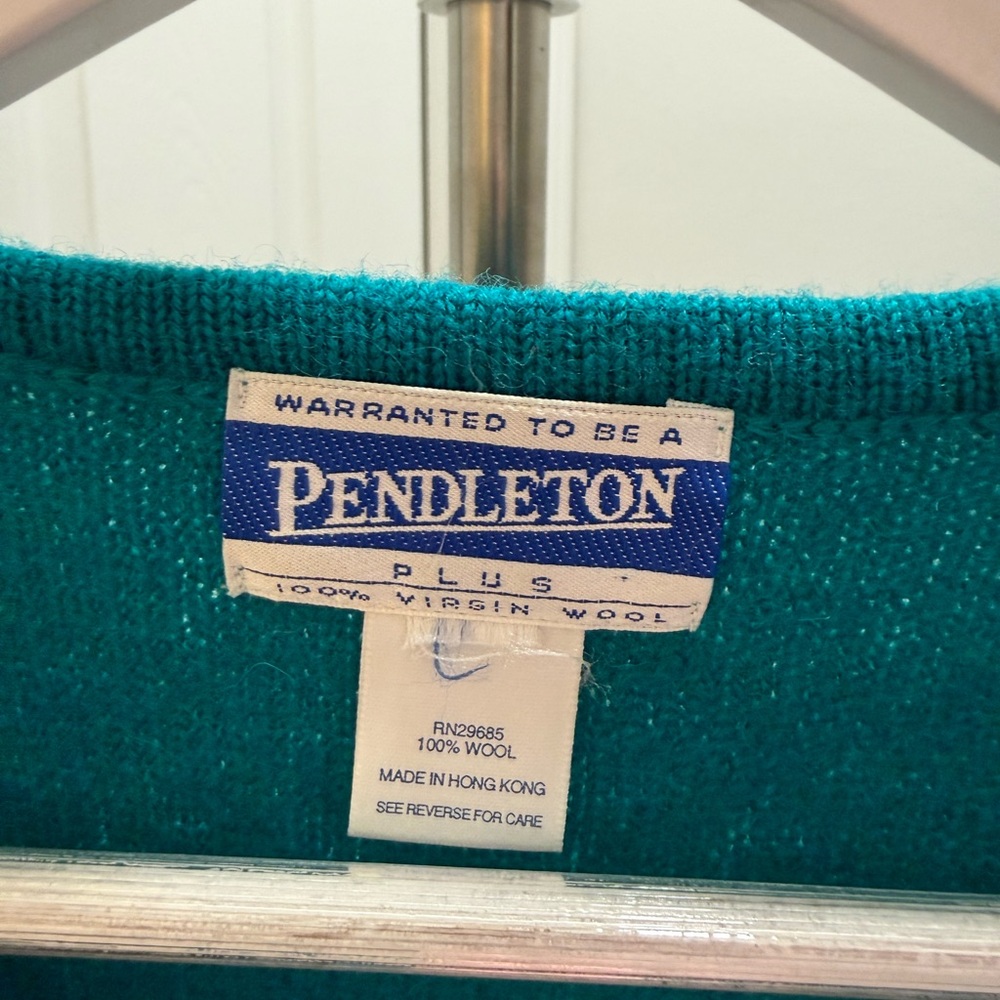 Pendleton Vintage Turquoise Wool Sweater - image 3